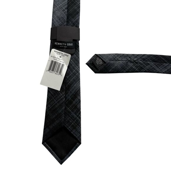 KENNETH COLE Vintage Polyester Necktie Lux Designer Plaid Blue W3‎ L54 NWT (242) - Picture 4 of 5